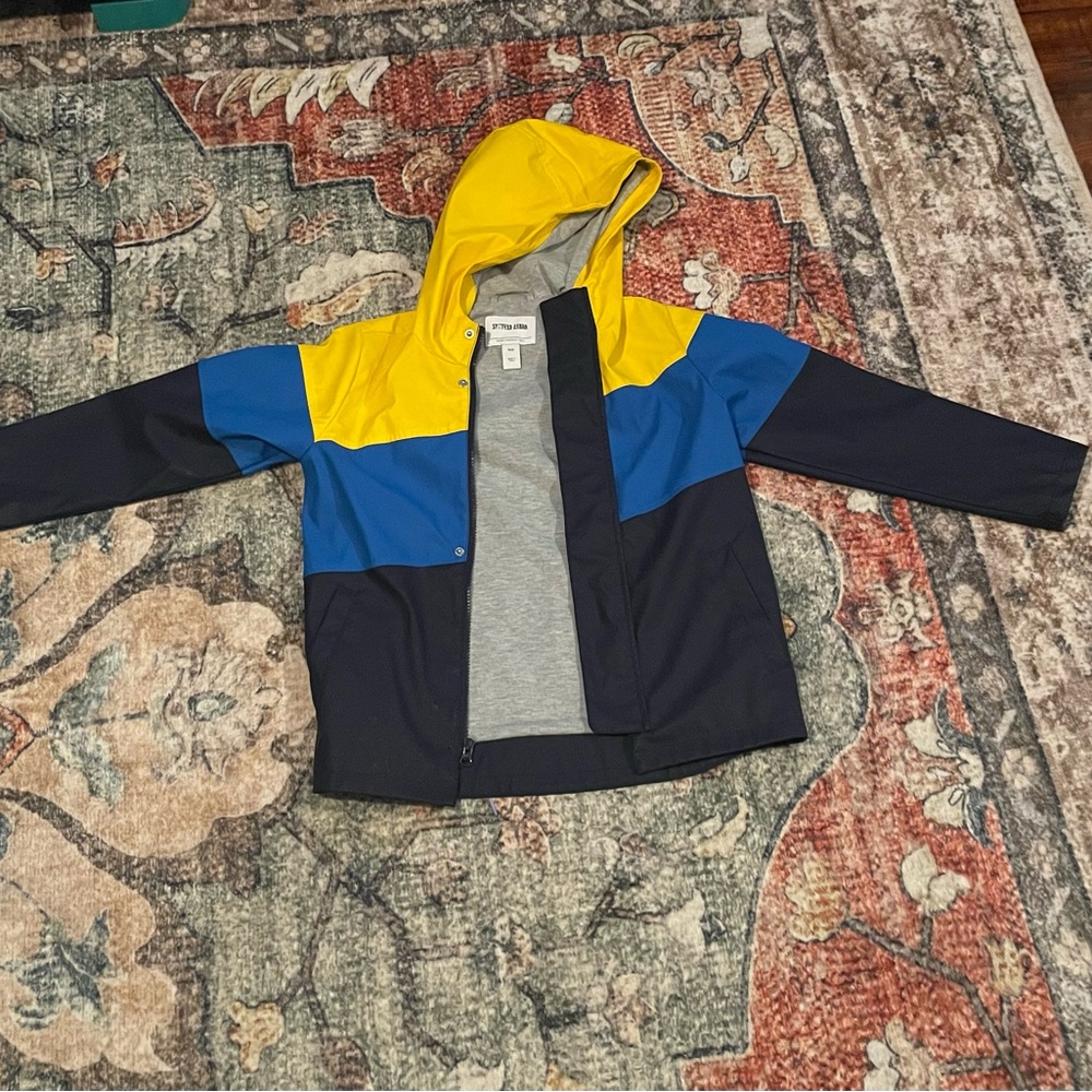 Kids Color Block Raincoat - Yellow, Blue, Black